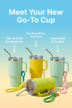 2 oz. Sip & Go Thermo Cup w/ Clip and Rope - Stainless Steel - Free Shipping in US!