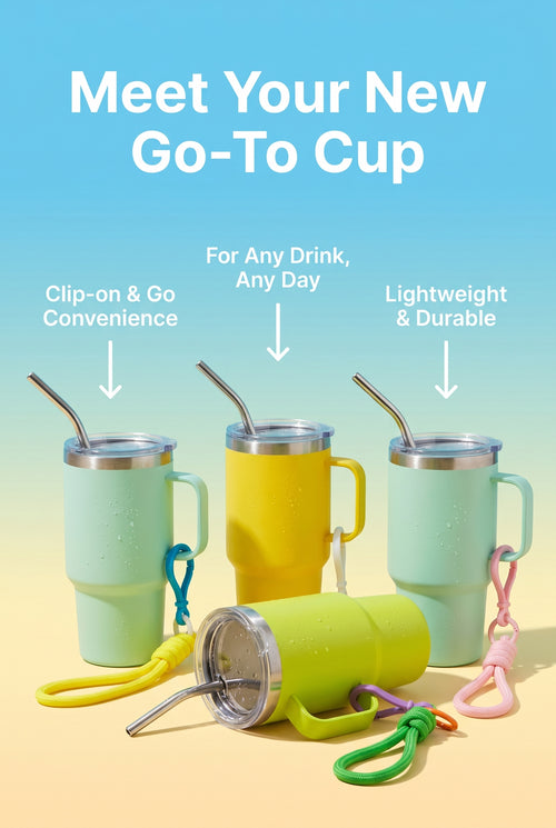 2 oz. Sip & Go Thermo Cup w/ Clip and Rope - Stainless Steel - Free Shipping in US!
